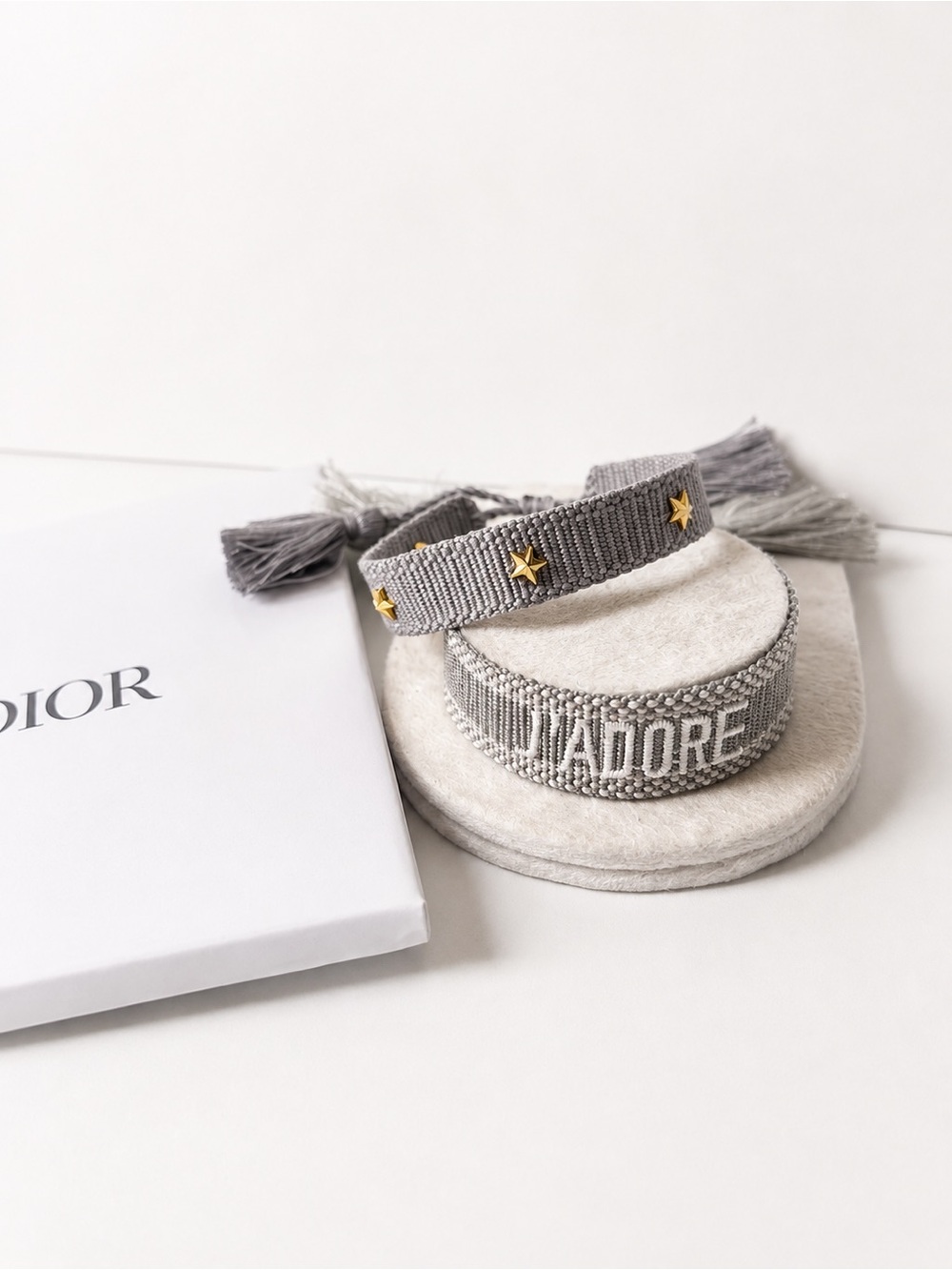 J'ADORE DIOR Woven Bracelet Duo with Gold Star Studs